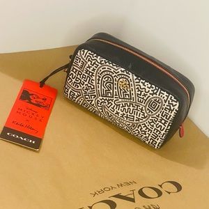 COACH DISNEY MICKEY MOUSE X KEITH HARING MAZE PRINT COSMETIC BAG NWT